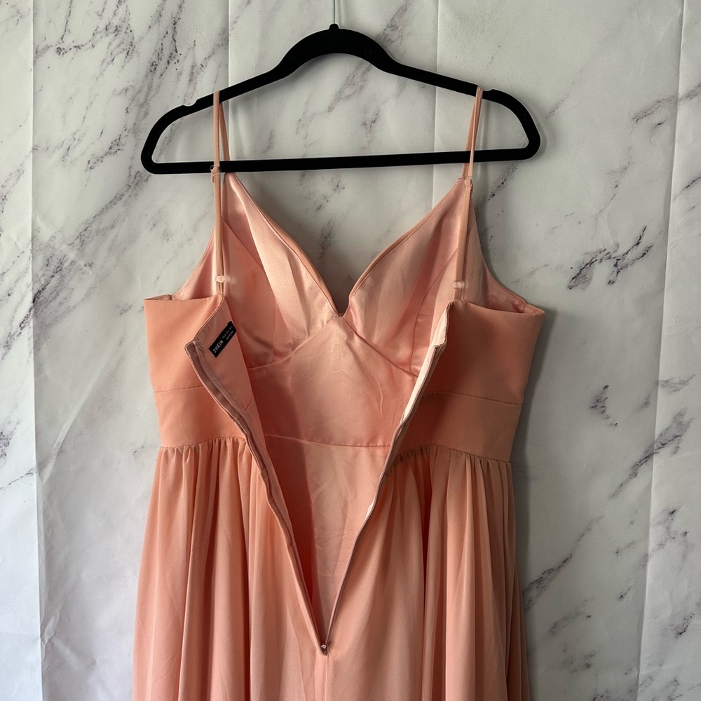 SHEIN - PEACH PINK FORMAL/BRIDESMAID MAXI DRESS WOMENS LARGE - Picture 11 of 13